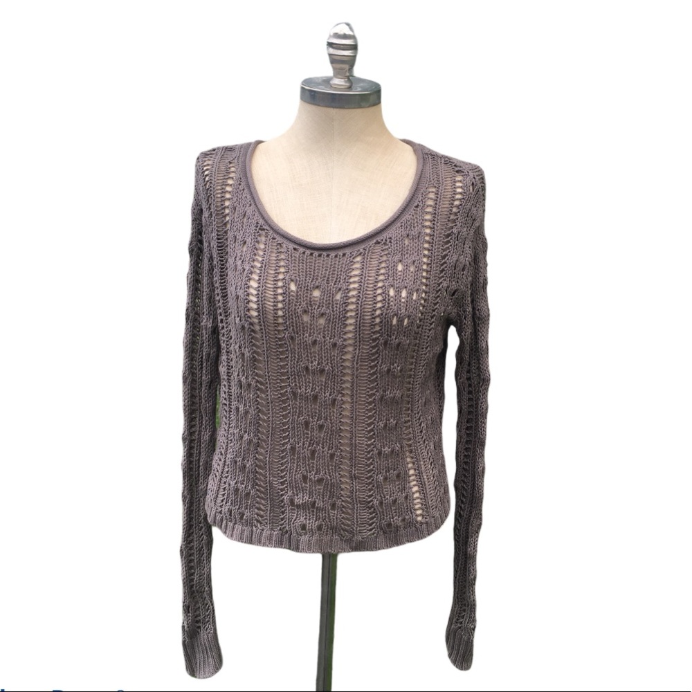 EXPRESS Slouchy Sweater Taupe Open Knit Oversized